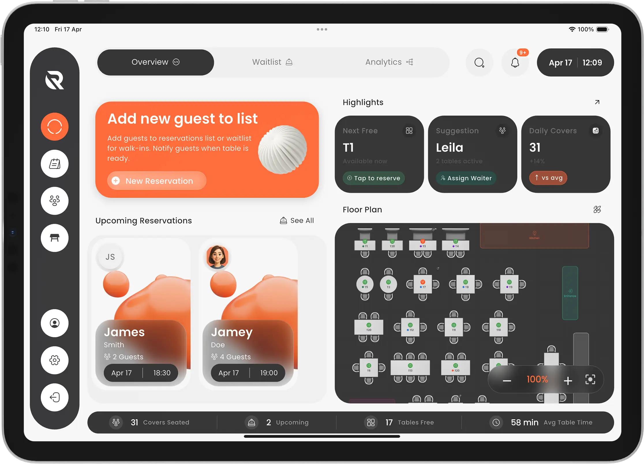 Rezzr dashboard — live floor control
